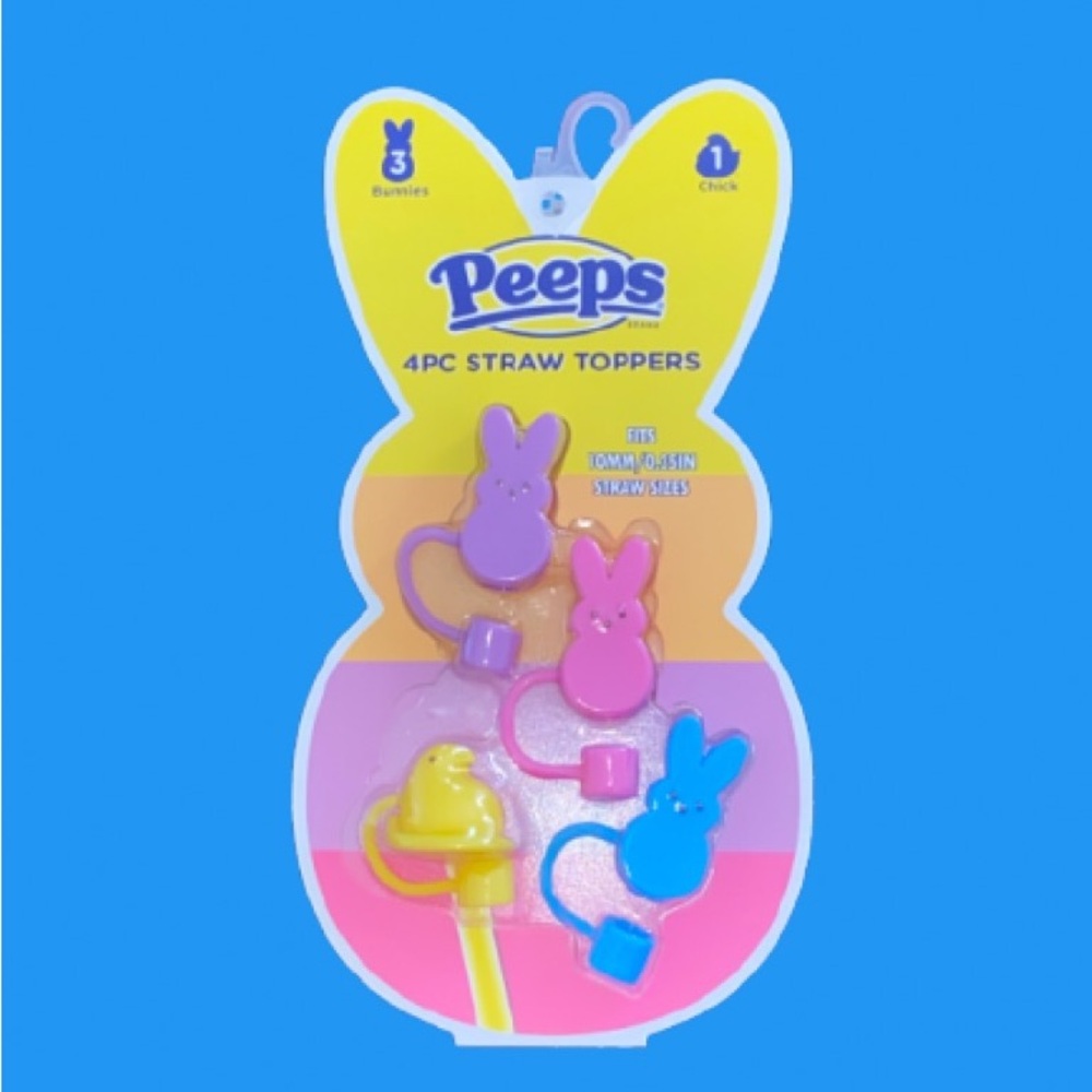4-Pack Peeps Straw Toppers - Yellow, Pink, Purple, Blue